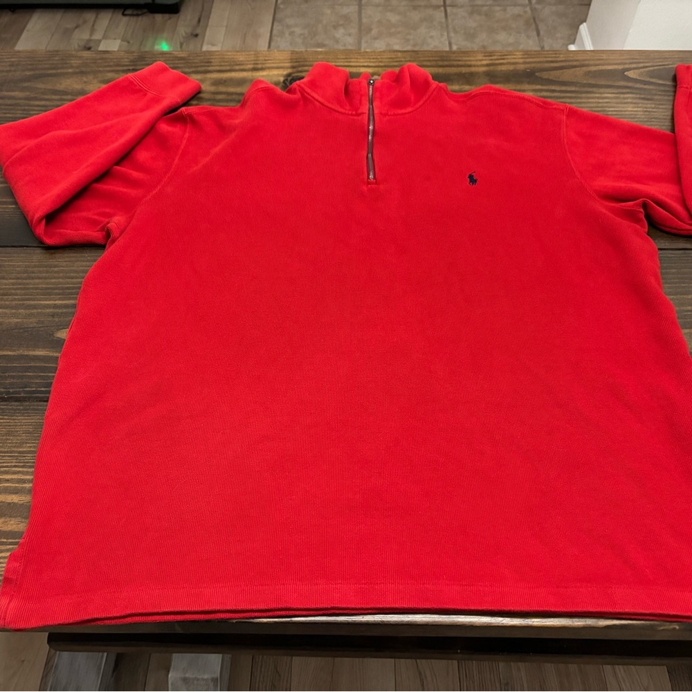 Ralph Lauren Men's Bright Red Zip-Up Pullover